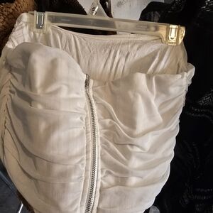 Elegant Cream Ruched Tube Top